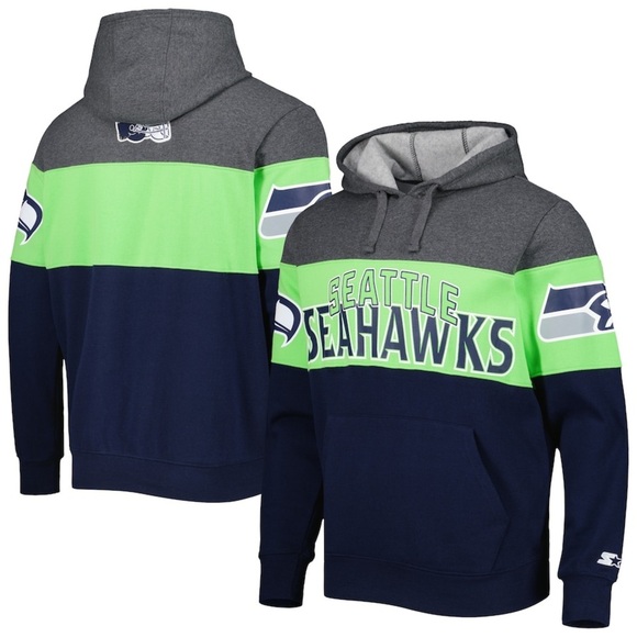 STARTER Other - Starter Heather Charcoal/College Navy Seattle Seahawks Hoodie size Medium